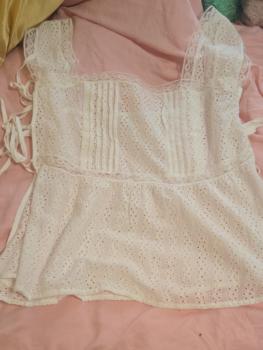 Pilcro White Eyelet Lace Peplum Tank Top